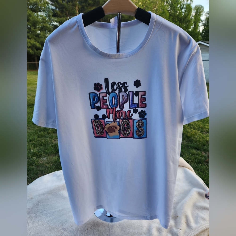 LESS PEOPLE MORE DOGS TSHIRT.  HANDMADE - Picture 2 of 3